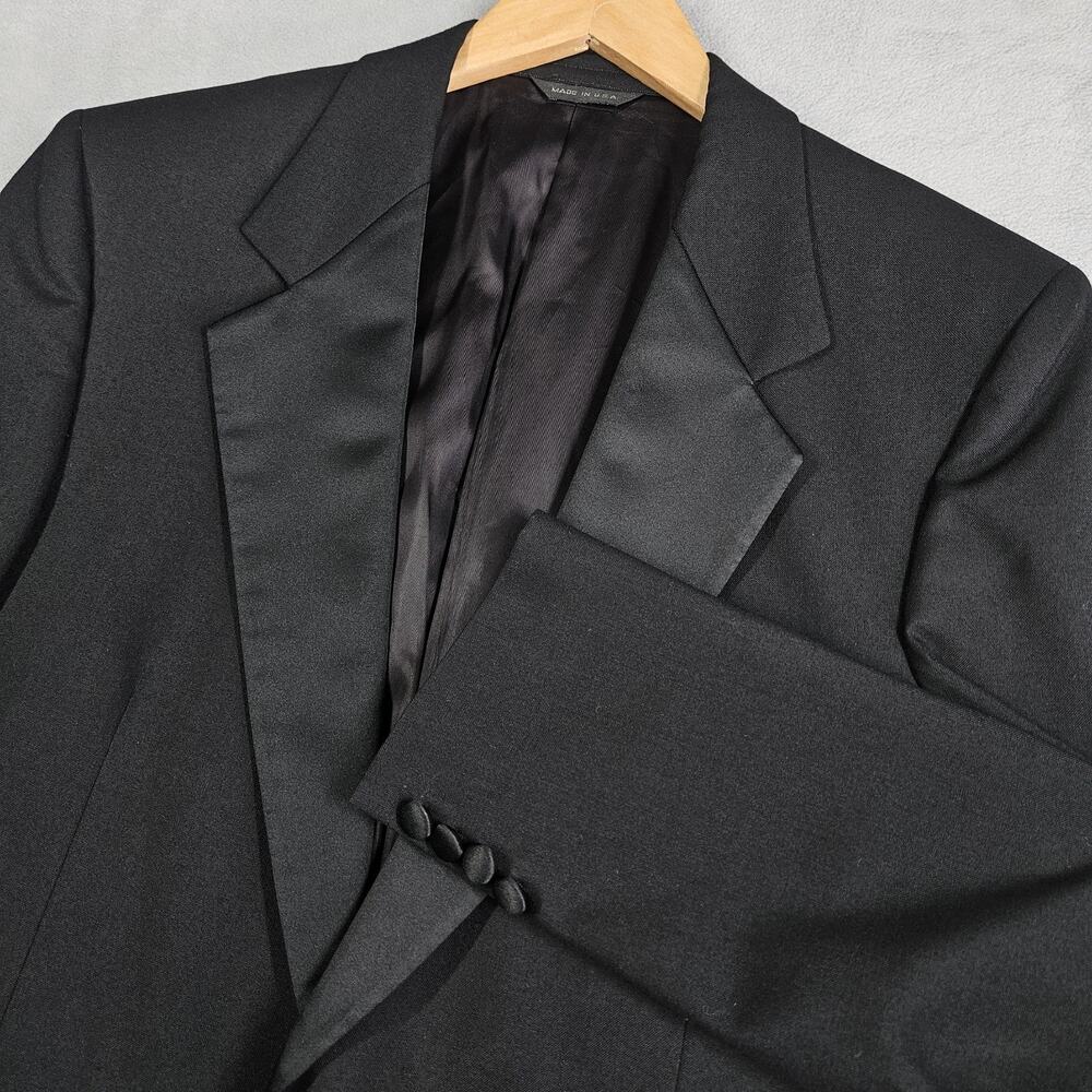 LANVIN Paris Tuxedo Blazer Mens‎ 42R Black Wool Formal Wedding Jacket USA Prom